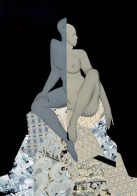 Bifurcation., 1989, acrylic, cardboard, varnish, 100x70 Collection of Peteris Avotins