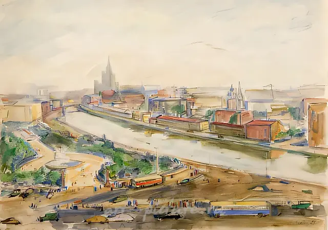 Москва, 1956, бумага, акварель, 42х55
