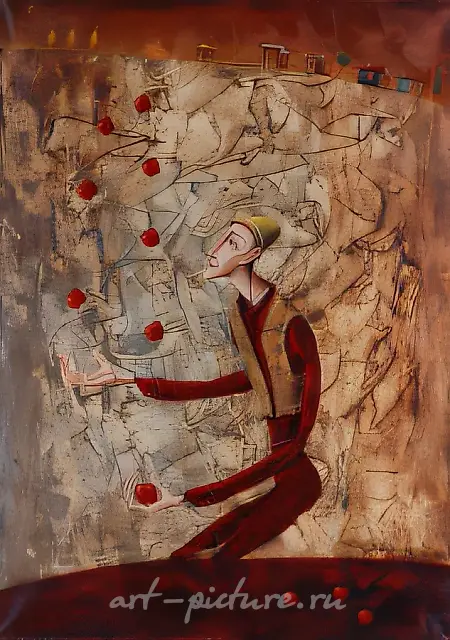 用苹果杂耍的人，1997年，布面油画，70x50
