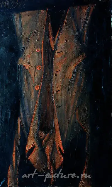 Red Cloak №7 (on Soutine`s theme), 1995, canvas, oil, 127x76. Collection of the State Historical, Architectural and Art Museum