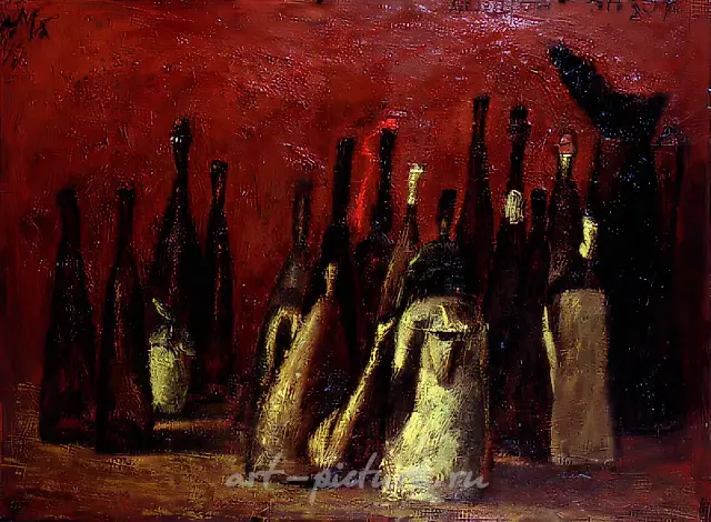Night Watch (after Rembrandt), 1996, canvas, oil, 73x100. Collection of the Kaliningrad Picture Gallery