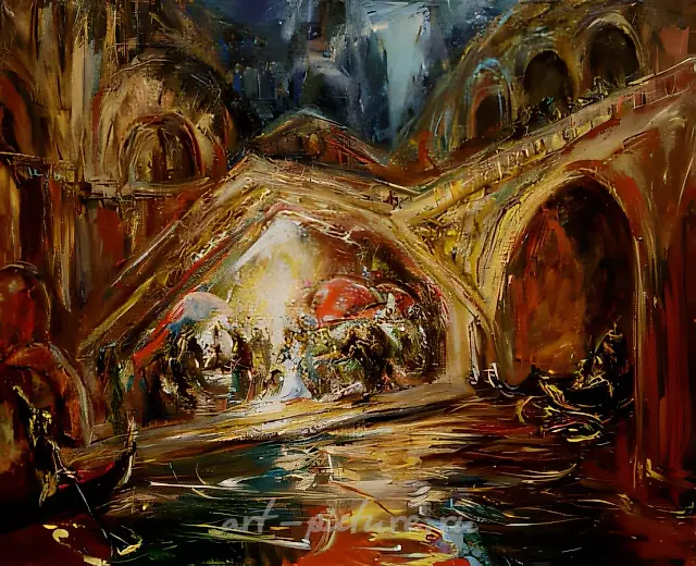 威尼斯的夜间咖啡馆，1996年，布面油画，110 x 120