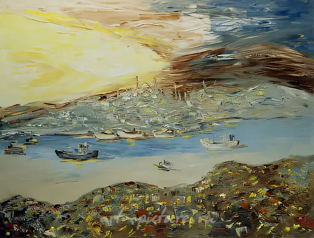 伊斯坦布尔的夜晚，1994年，布面油画，110×120厘米