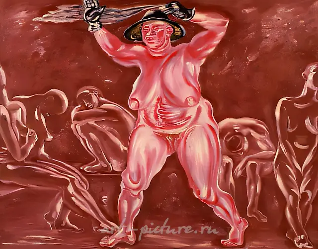 Bath-house attendant, 1988, canvas, oil, 165x205 Author's property