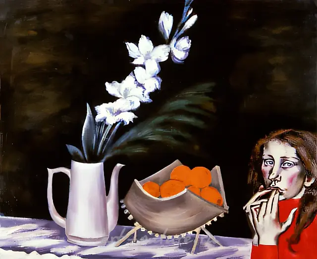 Nastia and still life, 1989, canvas, oil, 99x117 Germany, private collection