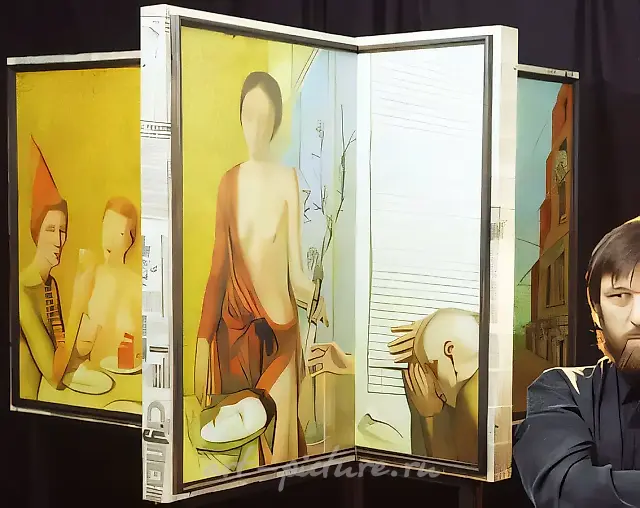 旅行。圆形转变。八部分，1993年，布面油画，80×95，80×80，80×50，80×30