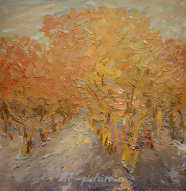 The garden in Davydkovo, 1996, oil on canvas, 72 x 72 Author's property
