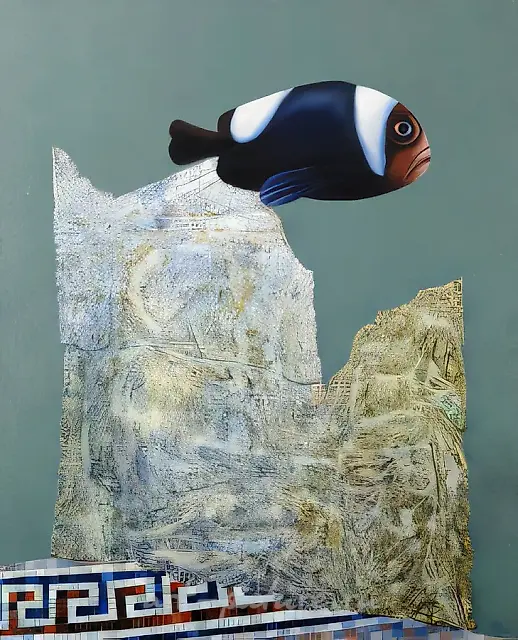 《架子》系列作品之十四，1994年，布面混合材料，100×80厘米