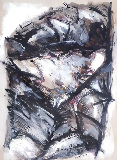 The transformation, 1995, mixed media, paper, 56 x 41