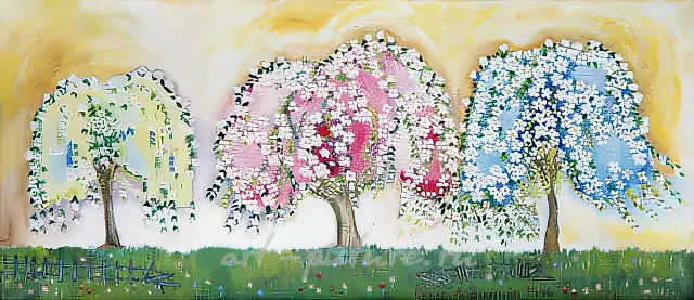 Blossoming, 1996, oil, acrylic, canvas, 45 х 102 cm Author`s property