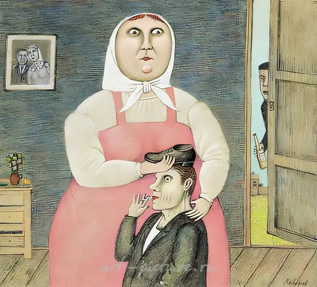 "Under the shoe", "Russian Idioms" series, 1995, mixed media, paper, 29 x 29 cm Author`s property