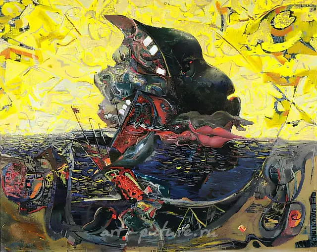 愚人之船，1993年，布面油画，80×100，作者藏