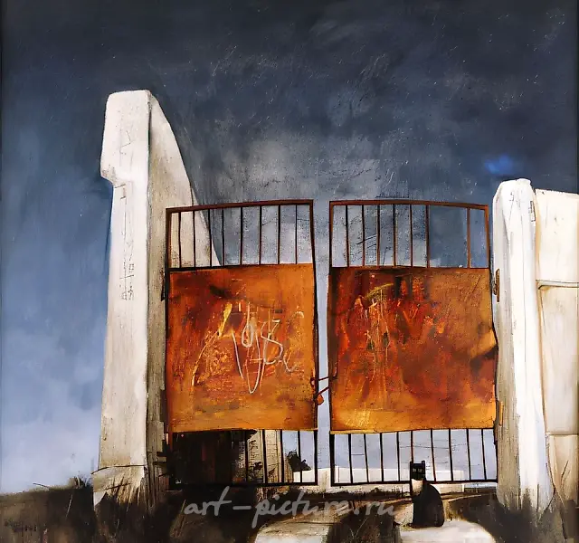 大门，1986年，纤维板，油画，100x110厘米。私人收藏，德国
