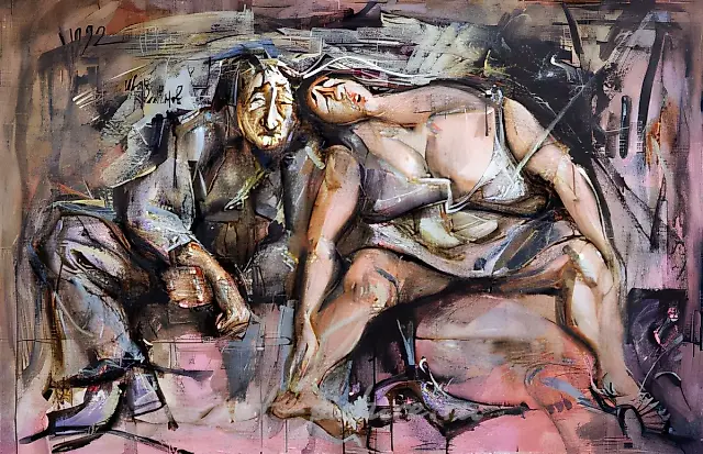 银色琴弦，1992年，布面，丙烯，油画，79 x 120厘米，私人收藏