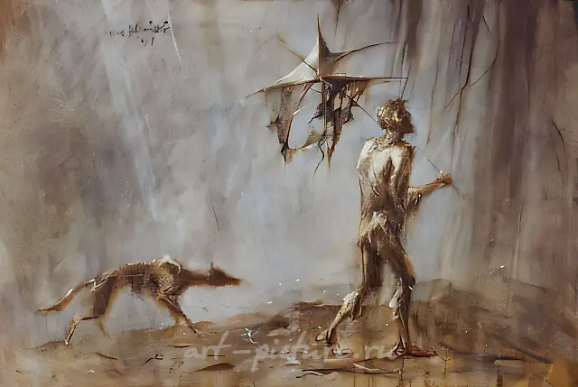 乞丐僧侣，1992年，布面，丙烯，油画，90×130，作者自藏