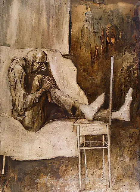 老人，1993年，布面，丙烯，油画，197 x 145，作者自藏