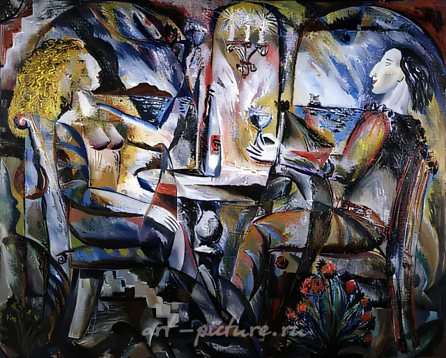 与卡萨诺瓦共进早餐，1995年，布面油画，100x120。作者自藏。
