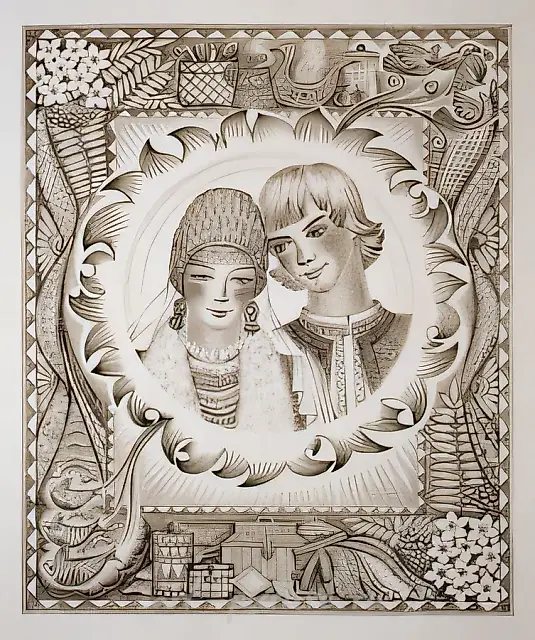 切尔丁的婚礼，1979年，石版画，63x51厘米