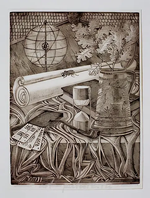Stell life with beer mug, 1989,  etching,  32 x 28 cm