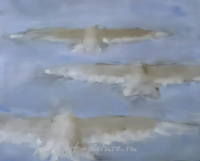 Big Birds, 1997, cardboard, oil, 75x97 Author's property