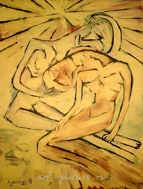 圣母哀悼基督，1994年，水粉画于纸板，110x100厘米。私人收藏，第聂伯罗彼得罗夫斯克。