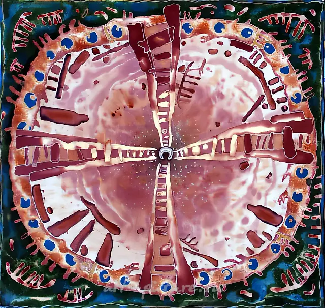 Стоунхендж, 1997, роспись, текстиль, 70x70. Собственность автора, $350