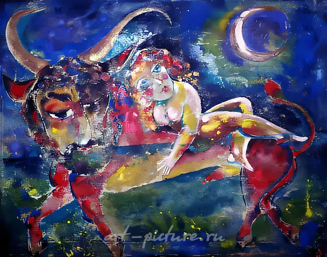 Abduction of Europe, 1996, textile paper, acrylic, 96x70 Author’s property, $500