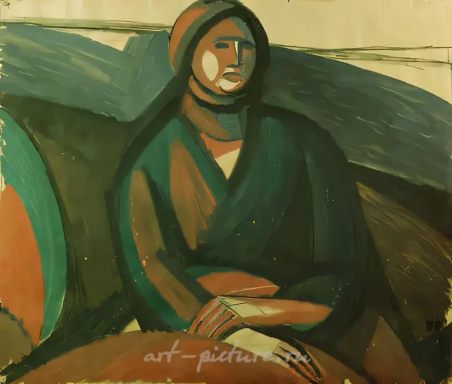 Portrait of an Artist, cardboard, tempera, 90x100