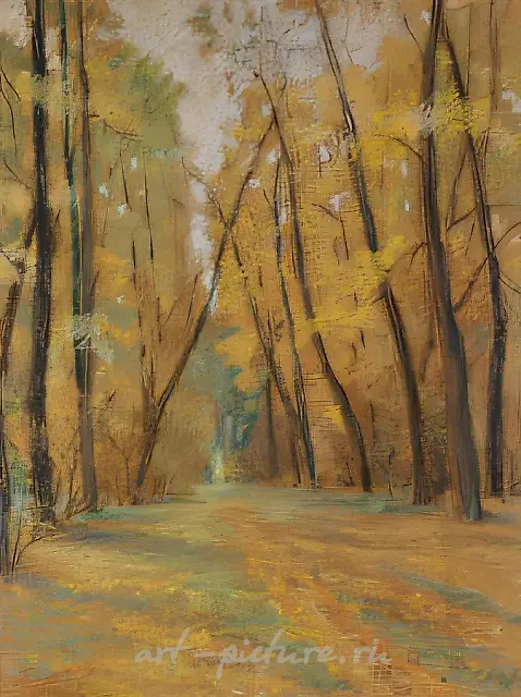 秋天。公园里的林荫道，1993年，纸板，粉彩，63x47
