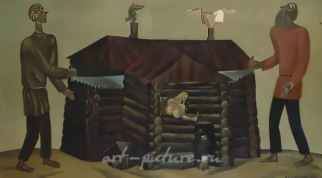 Life of an Old House, 1978, canvas, oil, 59.5x101.5