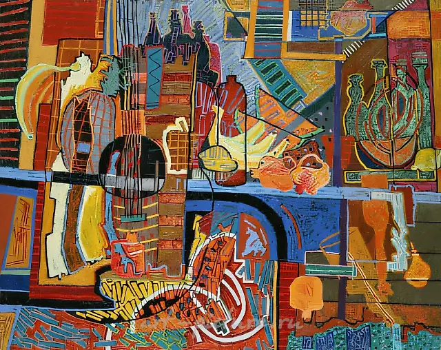 西班牙吉他，1994年，布面油画，80 x 100