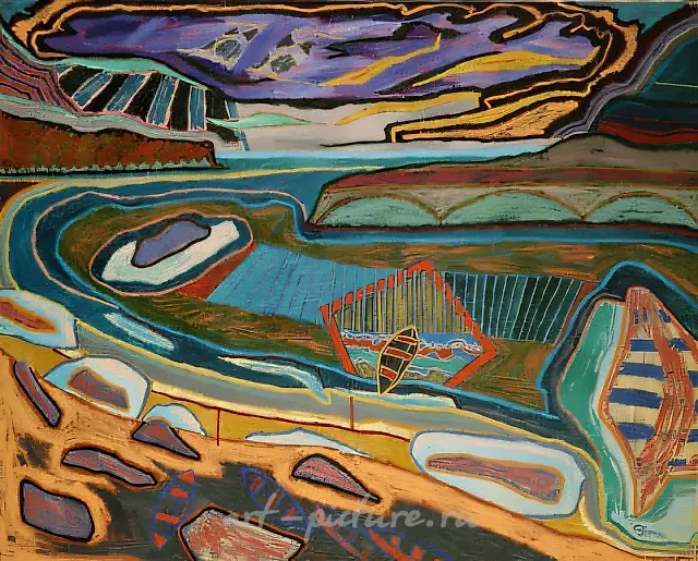 海湾，1994年，布面油画，80 x 100