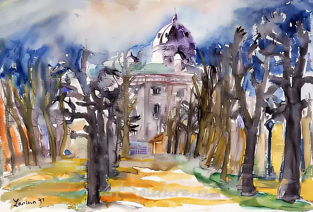 Весенний парк, 1997, бумага, акварель, 31х46 Собственность автора