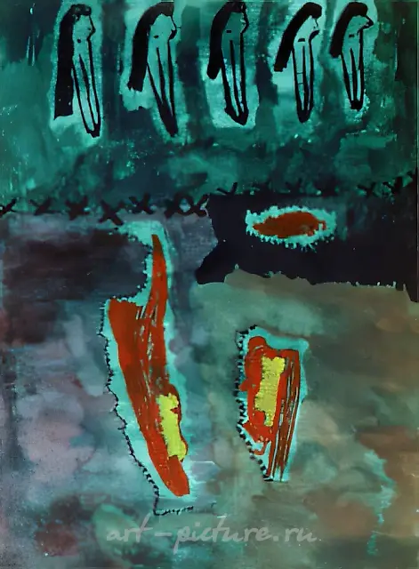 Рискованный эксперимент, 1996, бумага, акварель, 30х40 Собственность галереи "И плюс"