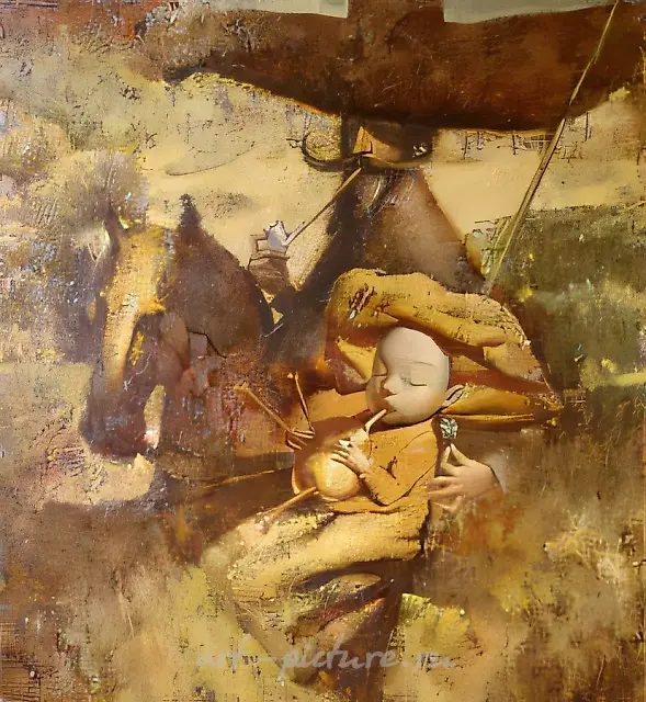 Walk in baroque., 1999, canvas, acrylic, oil, 60x63 Author`s property