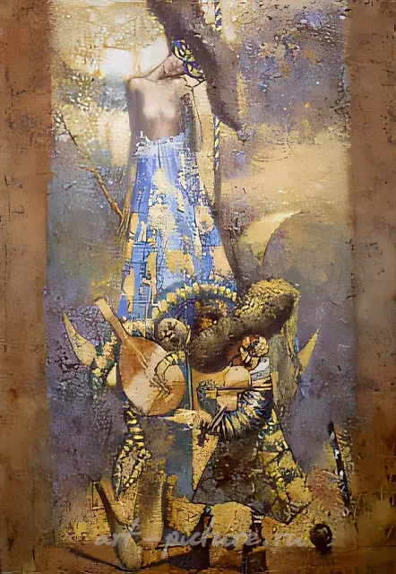 From the life of Colombina I., 1999, canvas, oil, acrylic, 70x55 Author`s property