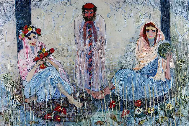 Lavan`s Daughters, 1997, oil on canvas, 100x150