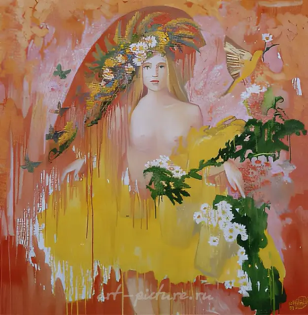 A Flower Girl, 1995, oil on canvas, 90x90