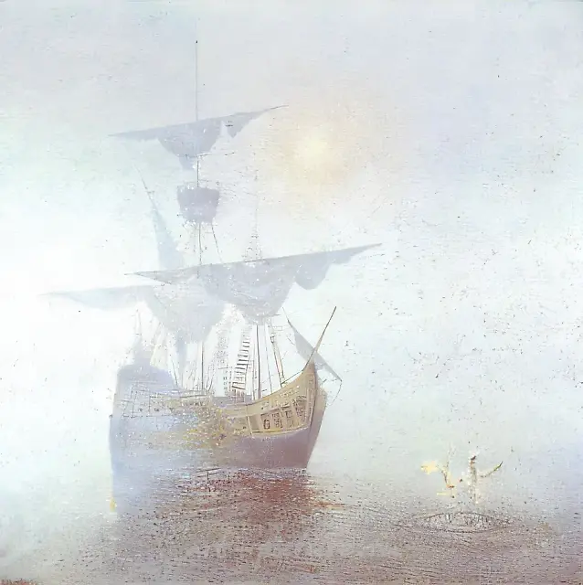 Sailboat in the Fog, 1995, canvas, oil, 120x120