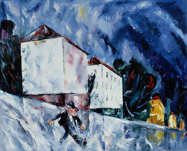 街头向下，1997年，布面油画，81 x 101.5 厘米