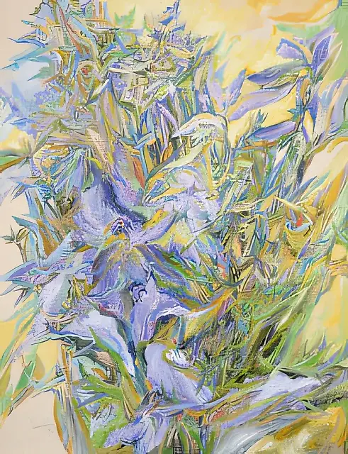 Irises, 1997, paper, acrylic, 65x50