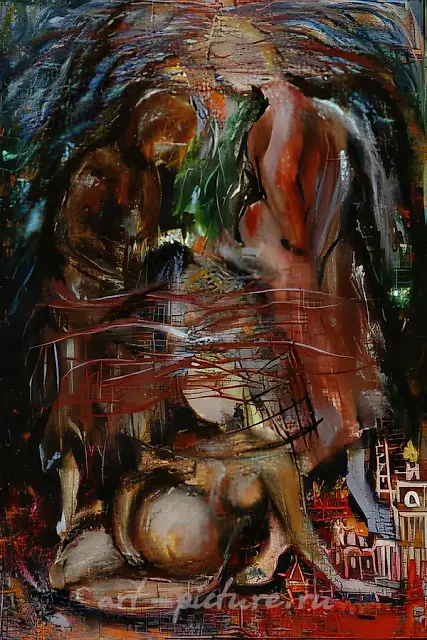 Три беременные российские
грации.                   
, 1994,   холст, масло, 90 x 60