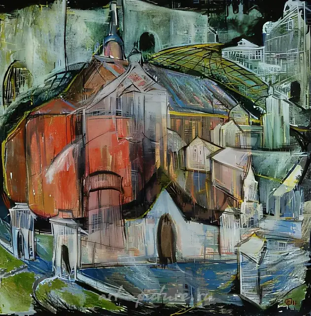 Город, 1996,  холст, масло,  100 х 100