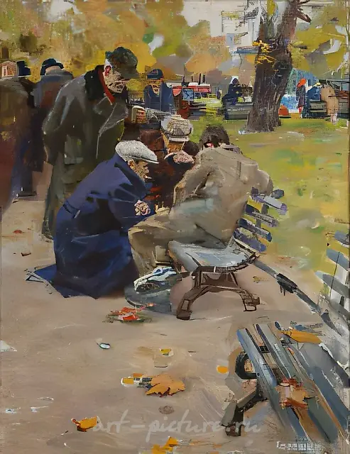 Любители шахмат, 1997, холст, масло, 104 х 80