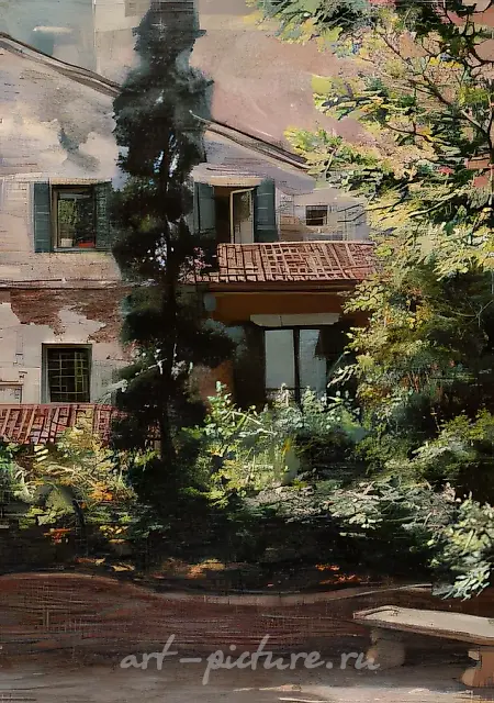 Venice. Courtyard, 1997, canvas, oil, 55x38