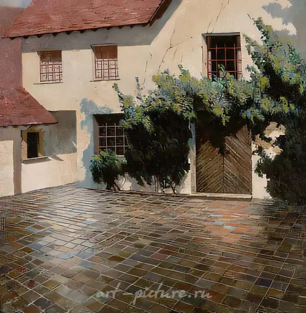 Monastery Courtyard, 1997, canvas, oil, 60x60