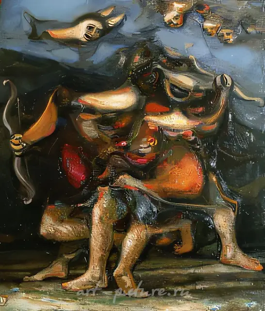 Fleeing Cupids, 1997, canvas, oil, 132x110