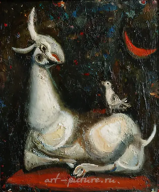 Goat, 1996, hardboard, oil, 82x68