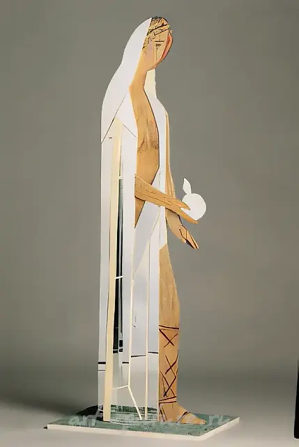 Judgement of Paris (fragment), 1996, wood, levkas, mirror, painting, 150x50x50