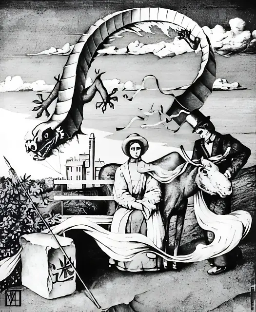 Дракон счастья, 1991, тушь, перо, бумага, 35 х 30